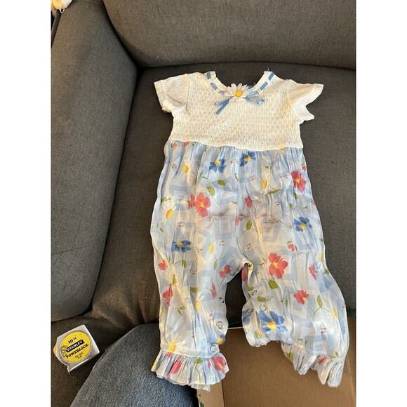Cach Cach Flower Print Romper Size 12M (Stained) - Picture 1 of 9